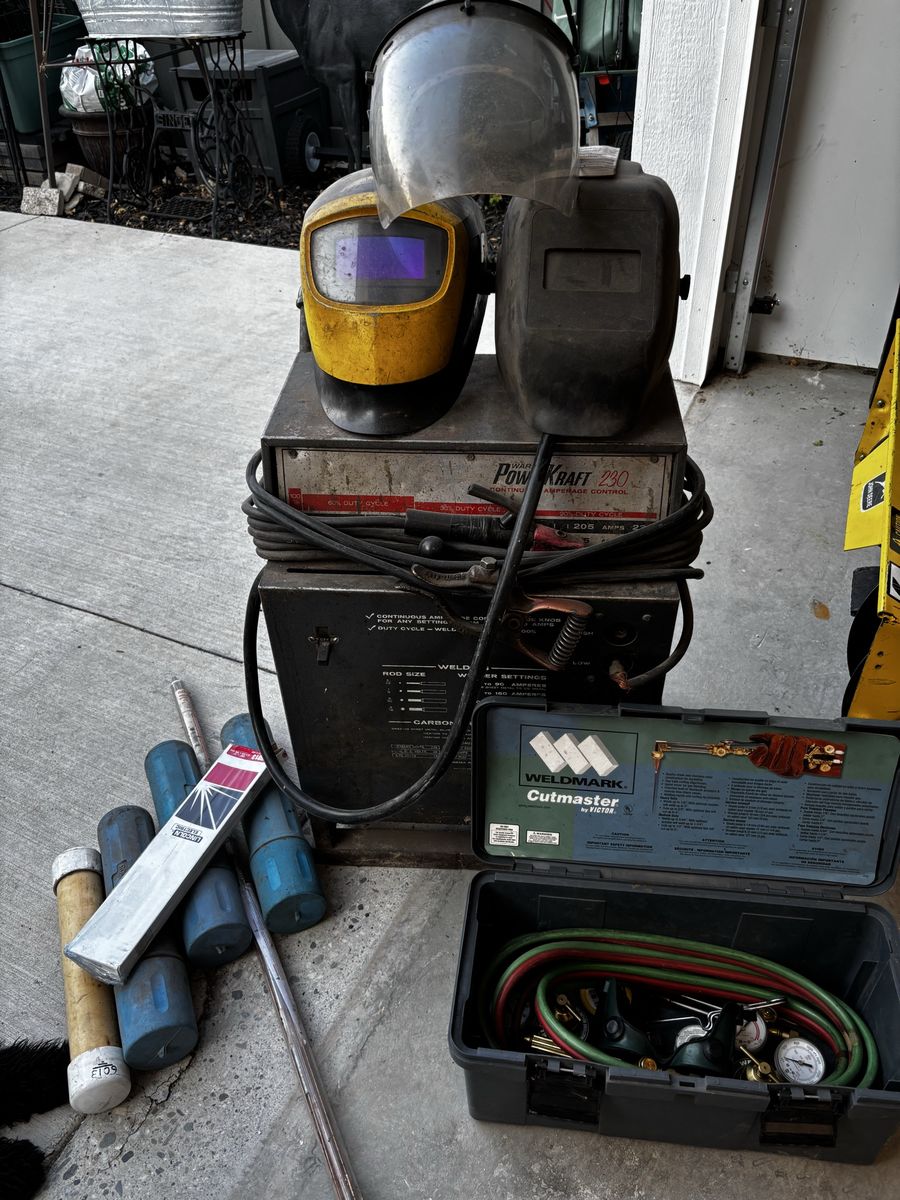 Vintage Powr-Kraft 230 Arc Welder Bundle with Weldmark Cutmaster Torch Kit and Accessories