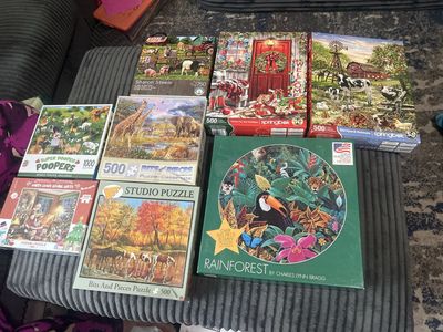 Assorted Jigsaw Puzzles Lot - Springbok, Bits and Pieces, 500 to 1000 Pieces