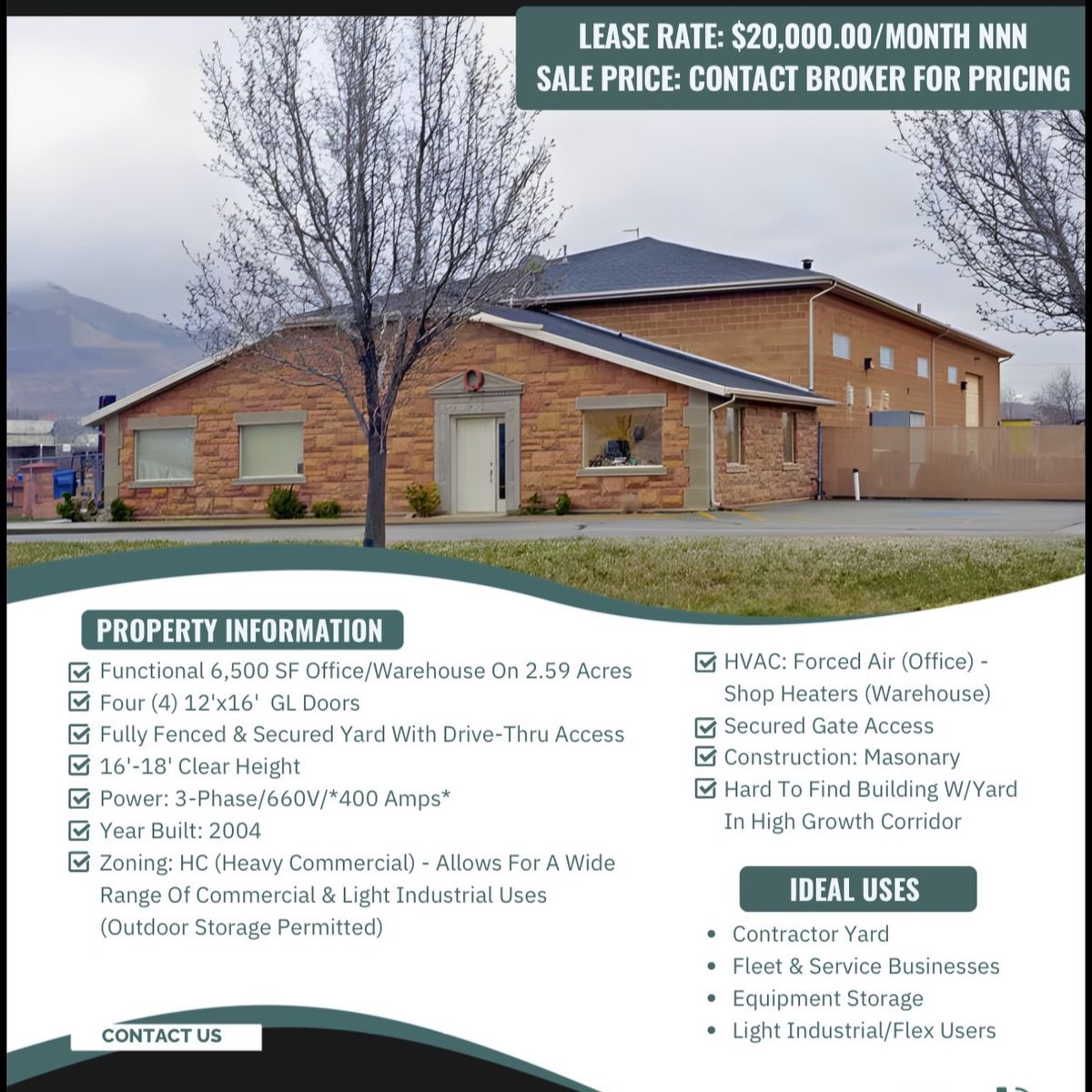 For Sale/Lease: 6,500 SF Warehouse On 2.49 Acres