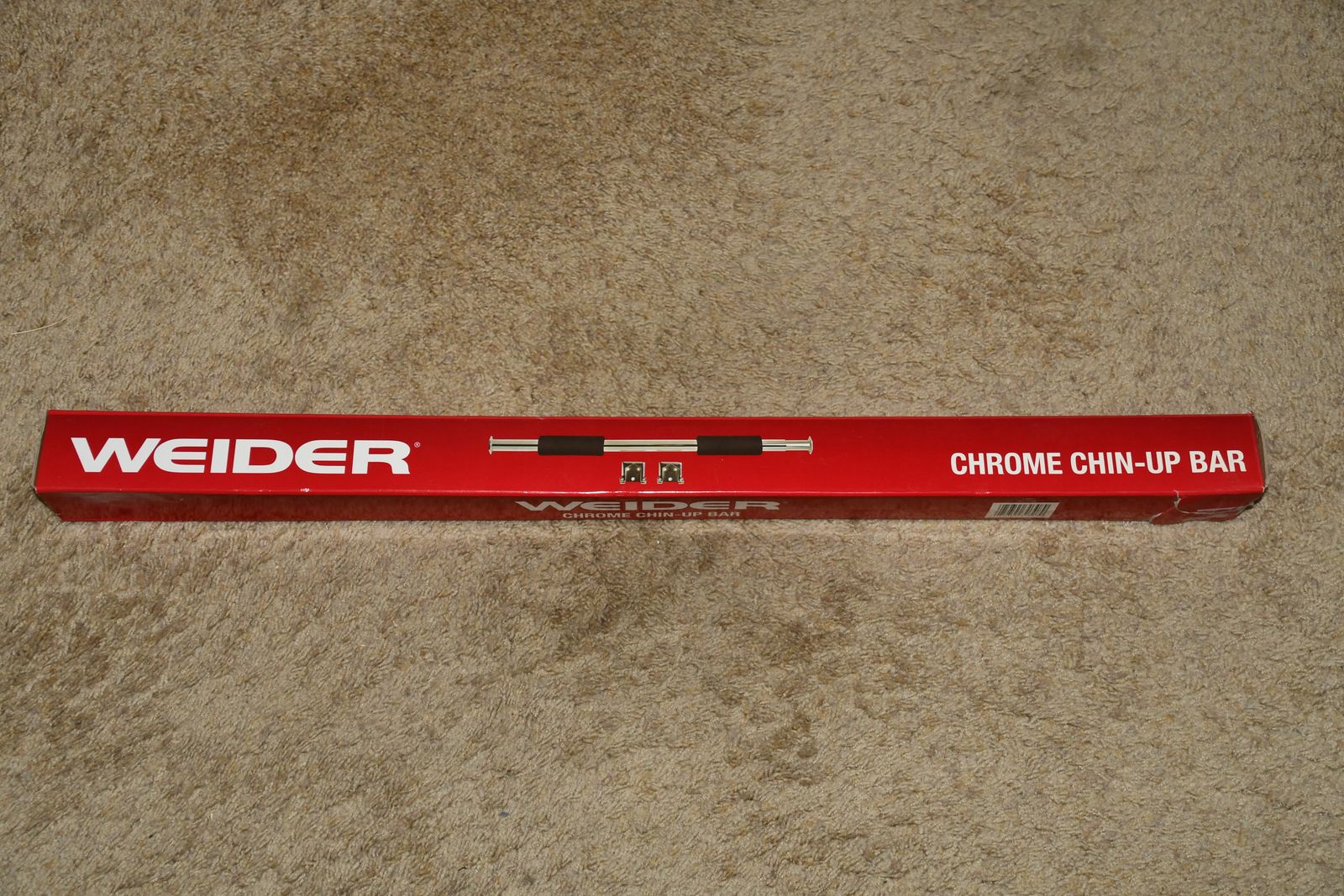 Weider Chrome Adjustable (26.5 - 36") Chin-up Bar with door hardware.  Soft foam grips.