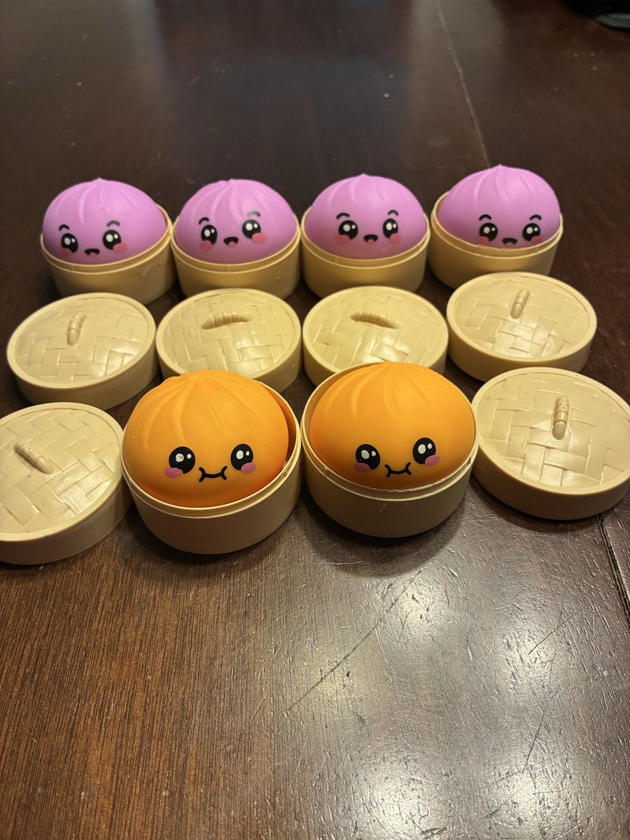 New viral squishy dumplings pink and orange