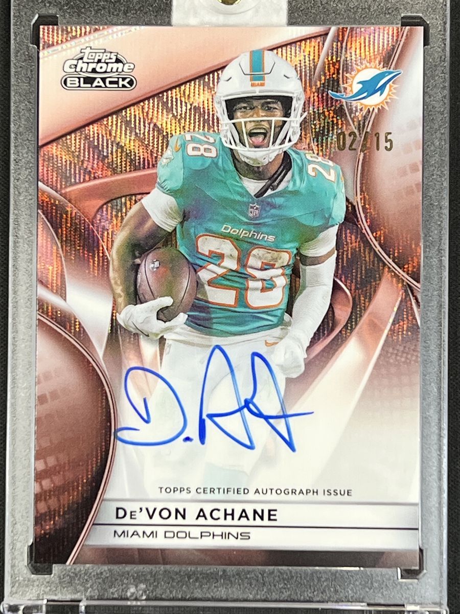 De'Von Achane Autographed 02/15 2025 Topps Chrome Black Miami Dolphins  AU-DAC