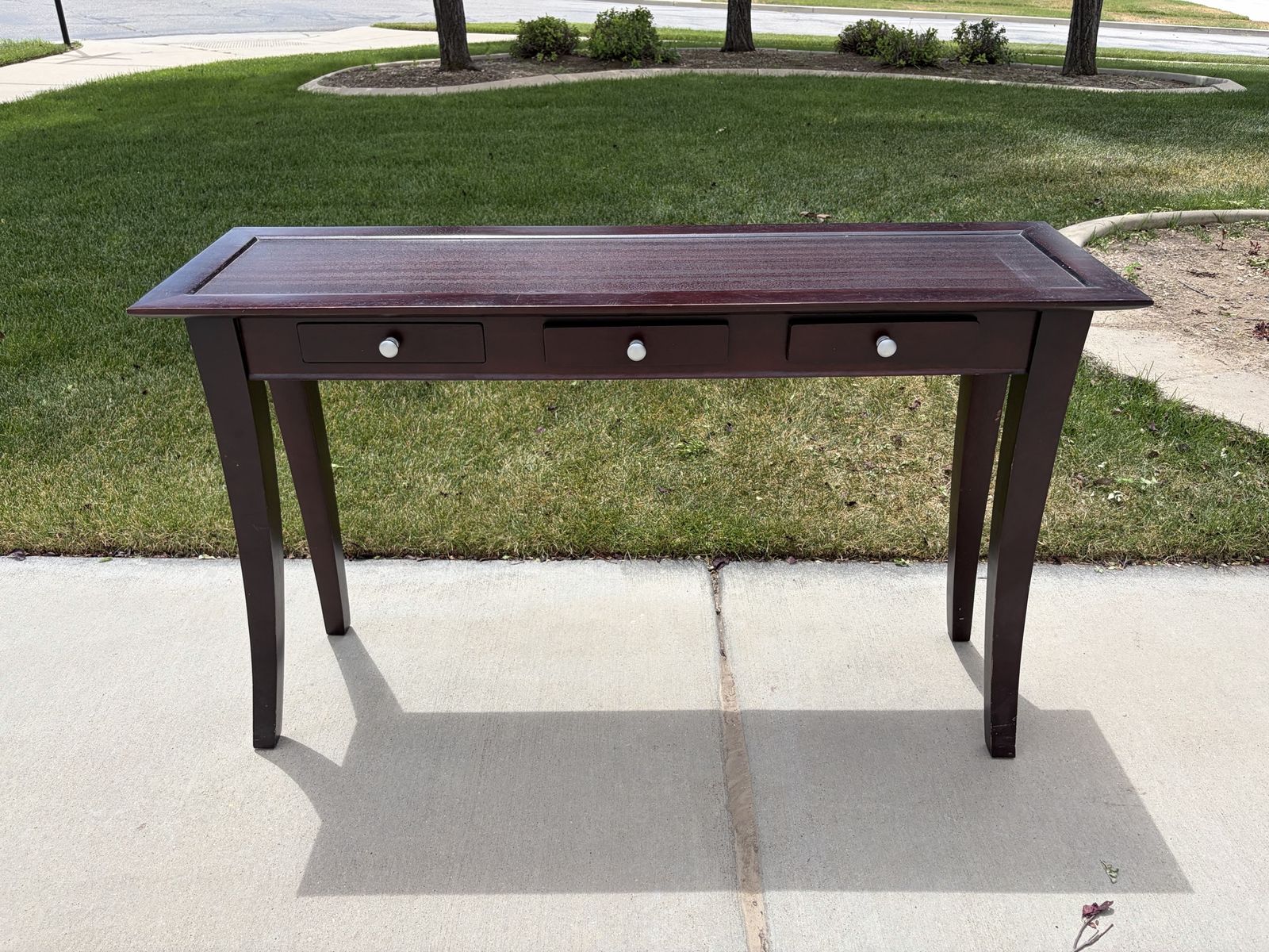 Elegant Dark Wood Console Table with 3 Drawers - Versatile Accent Furniture