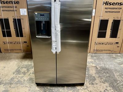 GE STAINLESS STEEL SIDE BY SIDE REFRIGERATOR