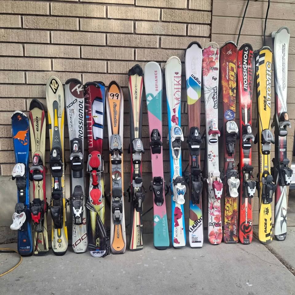 Child skis 80-195cm $100 set...boots 15 to 345 bigfoot..poles helmets