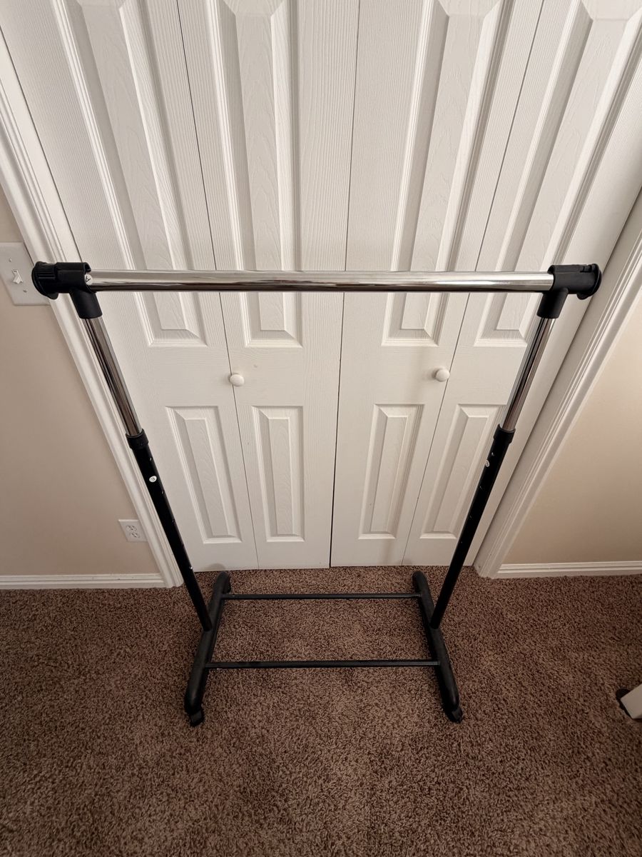Adjustable Rolling Clothing Rack with Caster Wheels - Black and Chrome