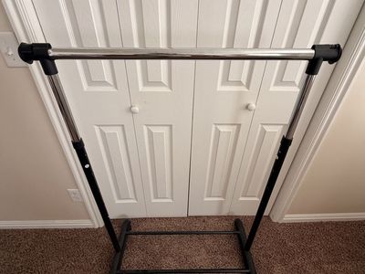 Adjustable Rolling Clothing Rack with Caster Wheels - Black and Chrome