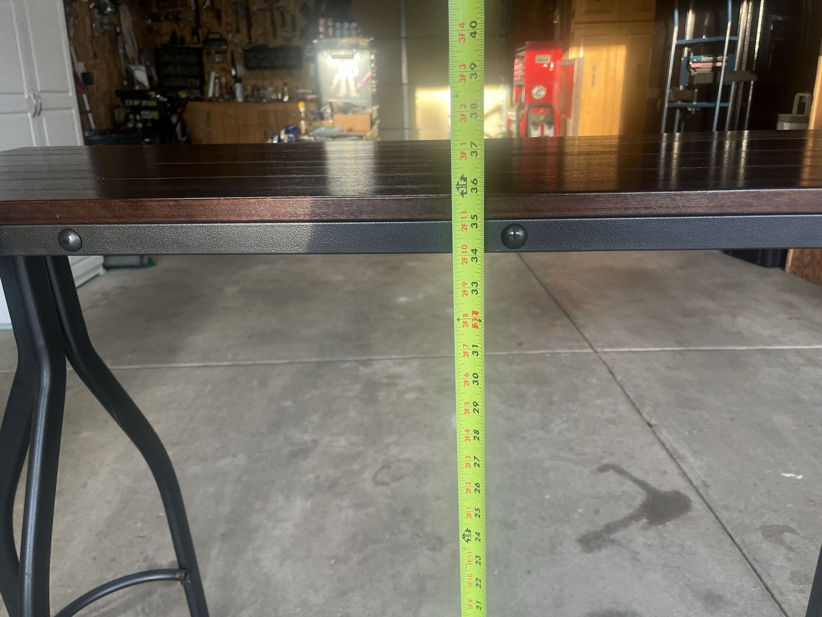 Industrial Style Counter Height Table - Dark Wood & Metal