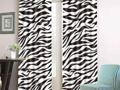 Zebra Print Blackout Curtains - 2 Panels, Black & White, Grommet Top