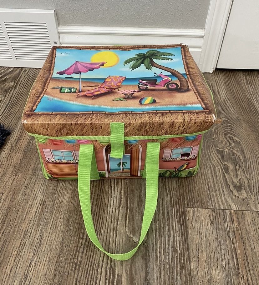 Vintage ZipBin Tiki Beach Carry & Storage Unzip Playmat for Kids Toys, Barbie’s & More