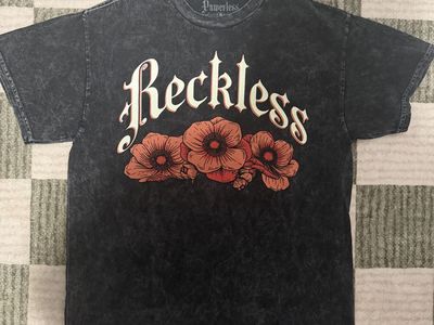 Powerless Reckless Graphic Tee Mineral Wash Black Size Medium and Large New with Tags
