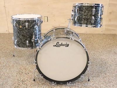 Ludwig Super Classic 3pc Drum Set Kit Black Diamond Pearl Vintage 1960's