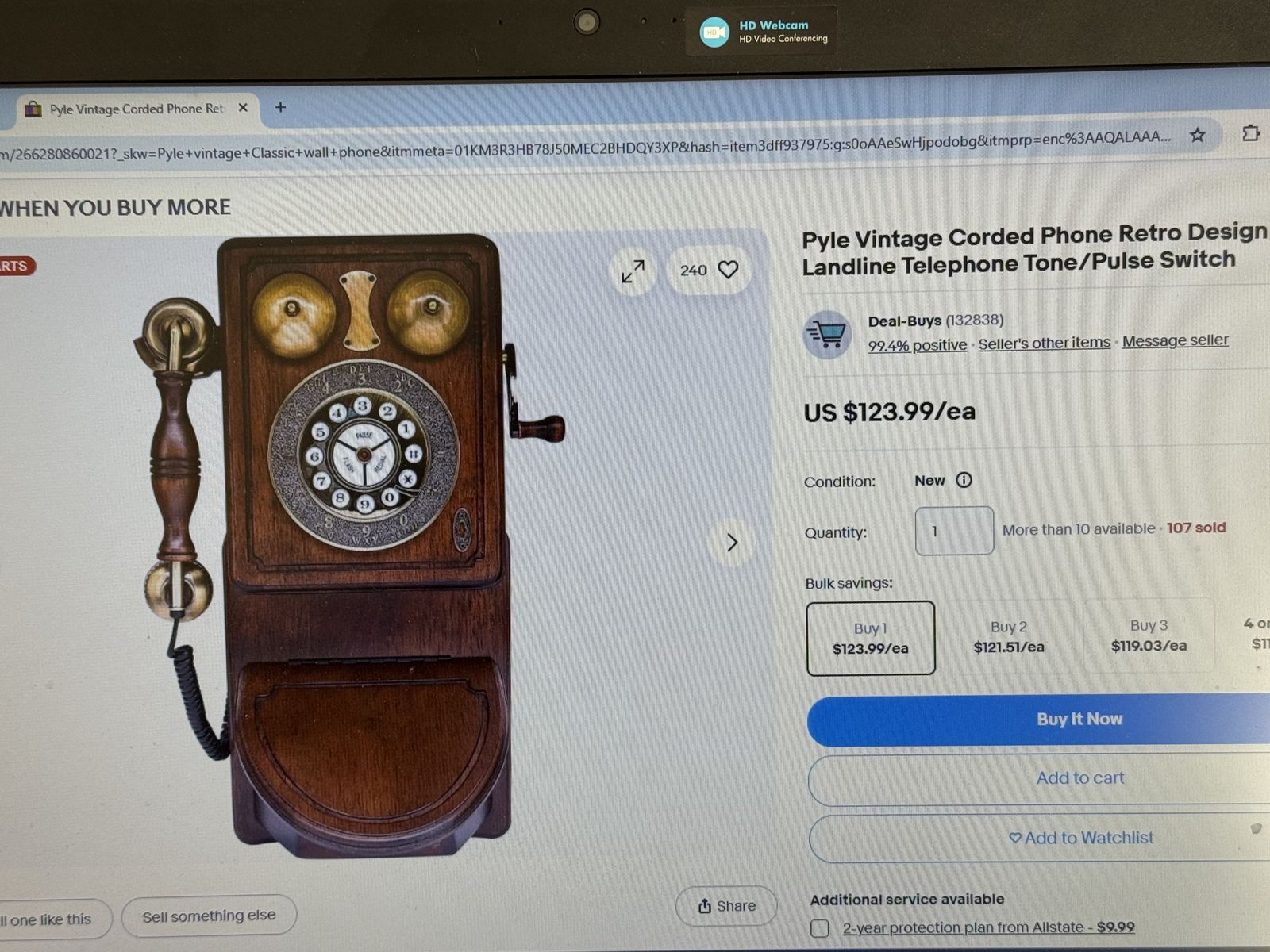 Pyle Vintage Classic Wall-Mount phone