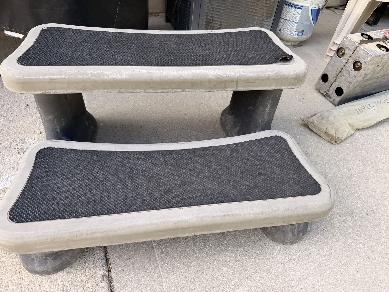 Stairs for a hot tub or trampoline.