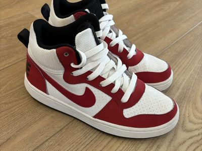Nike High Top Sneakers Red White Black Size 4.5Y