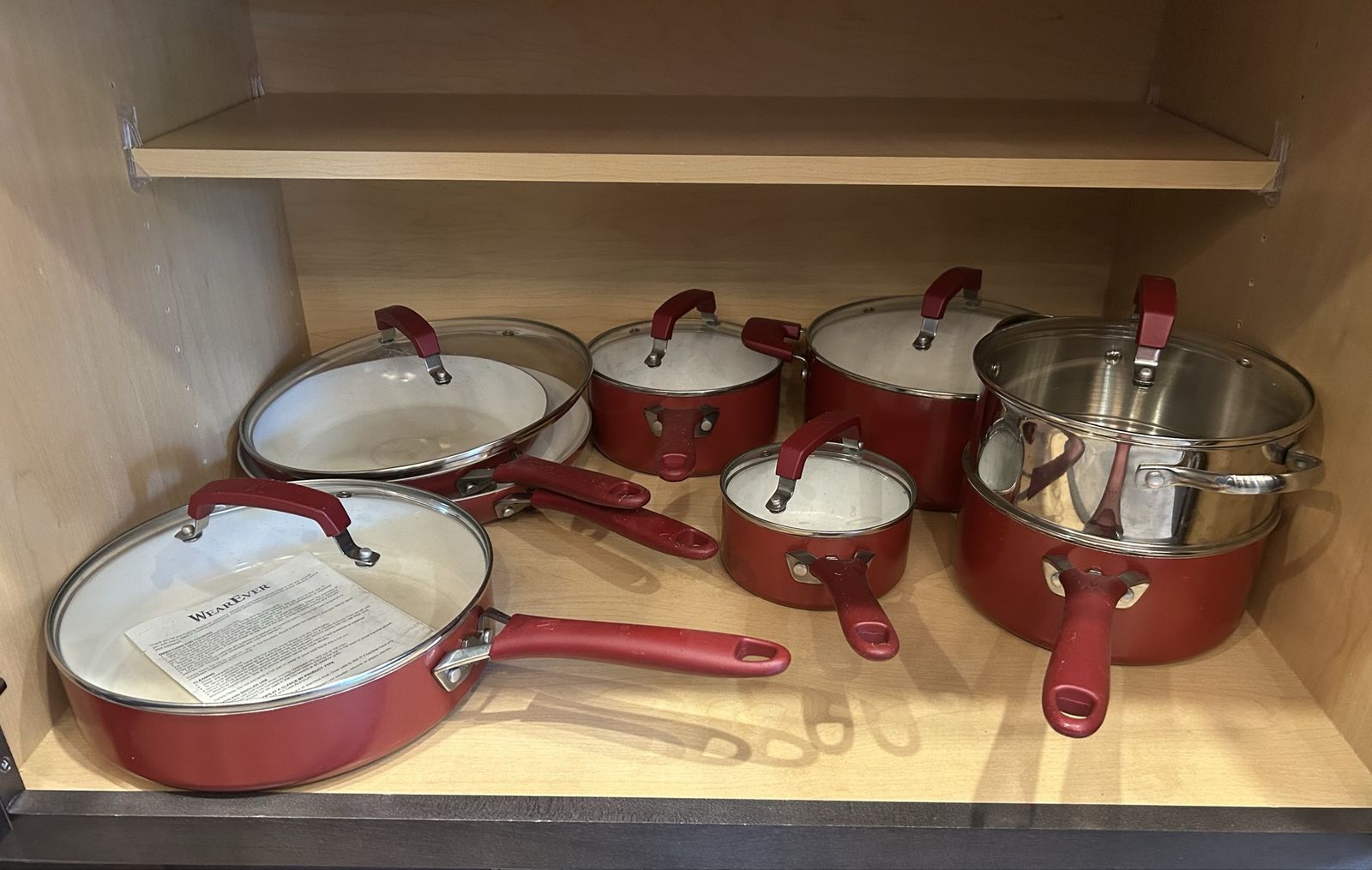 WEAREVER Red Ceramic Nonstick Cookware Set (9-Piece) - Pots, Pans, Lids, Steamer