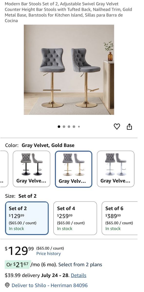 Set of two modern barstools
