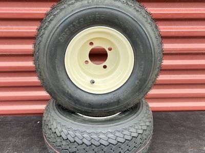 New Green Saver 18X8.5-8 Golf Cart Tires Mounted on New Tan Wheels $60.00 for Both