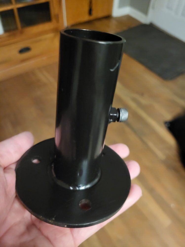 Black Steel Base Plate Mount with Set Screw - Heavy Duty Pole Mount Flange