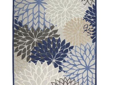 Nourison Aloha Dahlia Floral Indoor Outdoor Area Rug 5' x 7.5' Blue Multi