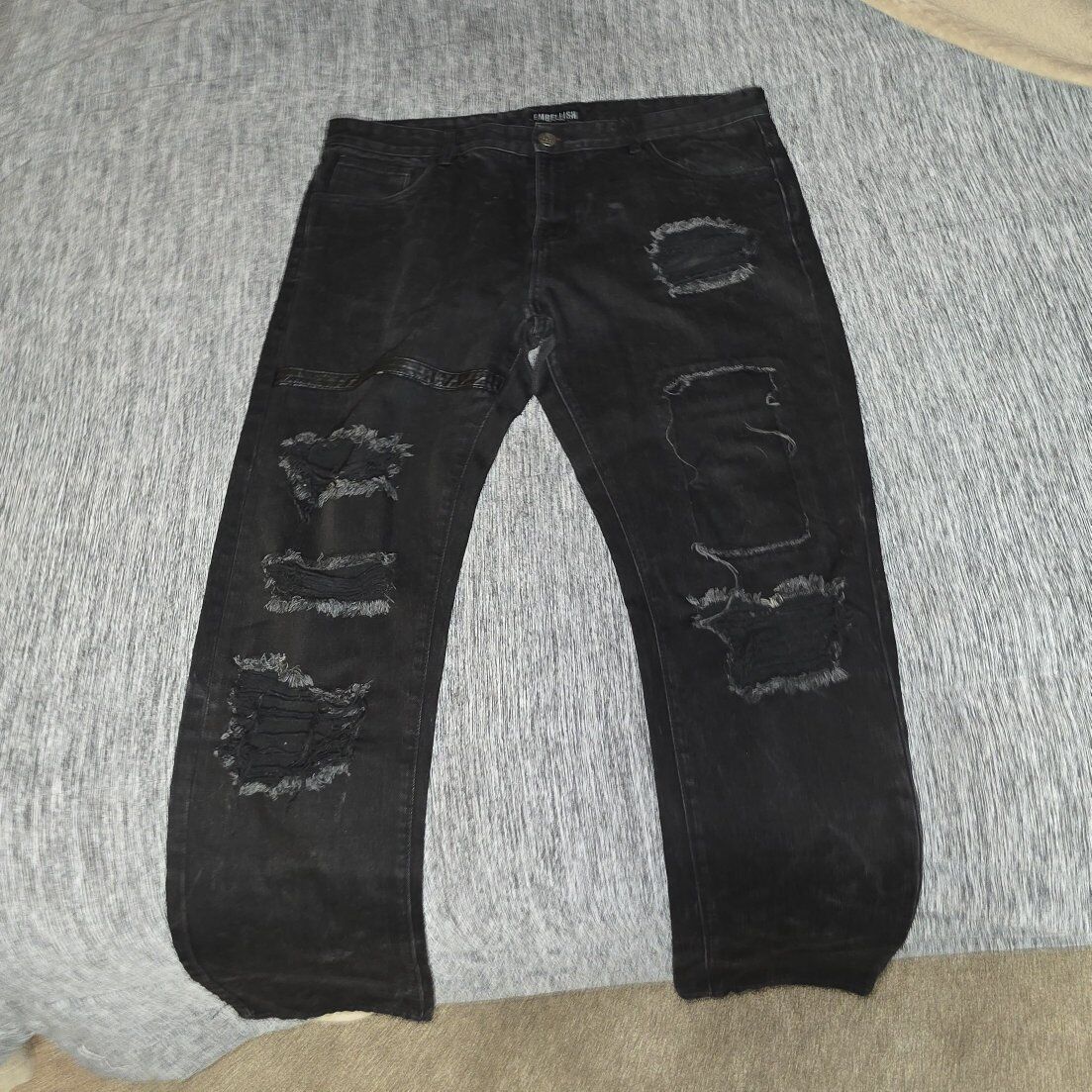 “Embellish NYC Black Wash Distressed Jeans”