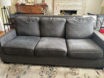 Ashley Furniture Charcoal Sofa – Great Condition – Nailhead Trim – 89”