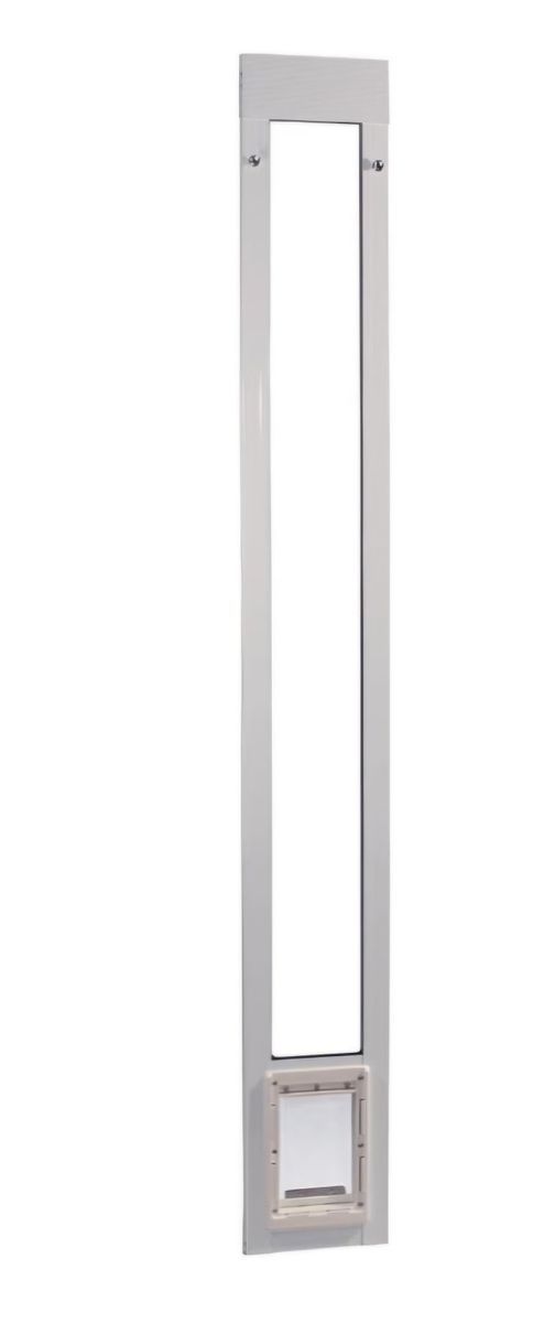 Ideal Pet Products Aluminum Pet Patio Door, 5" x 7" Flap Size
Adjustable Height 77-5/8" to 80-3/8", White