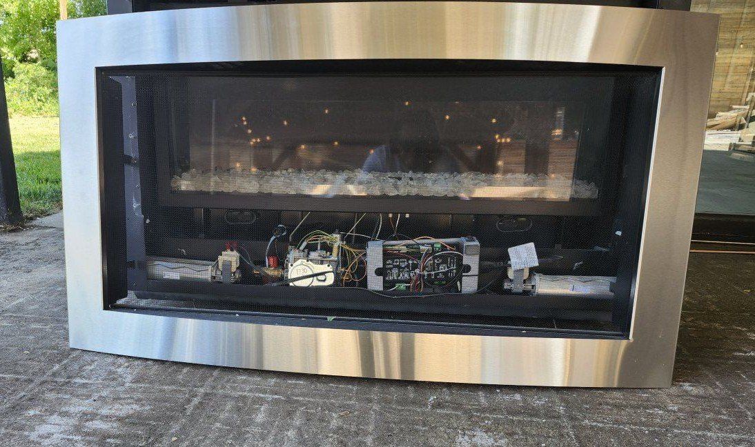 Kozy Heat Slayton 36 Linear Direct-Vent Gas Fireplace + Fans & Stainless Surround