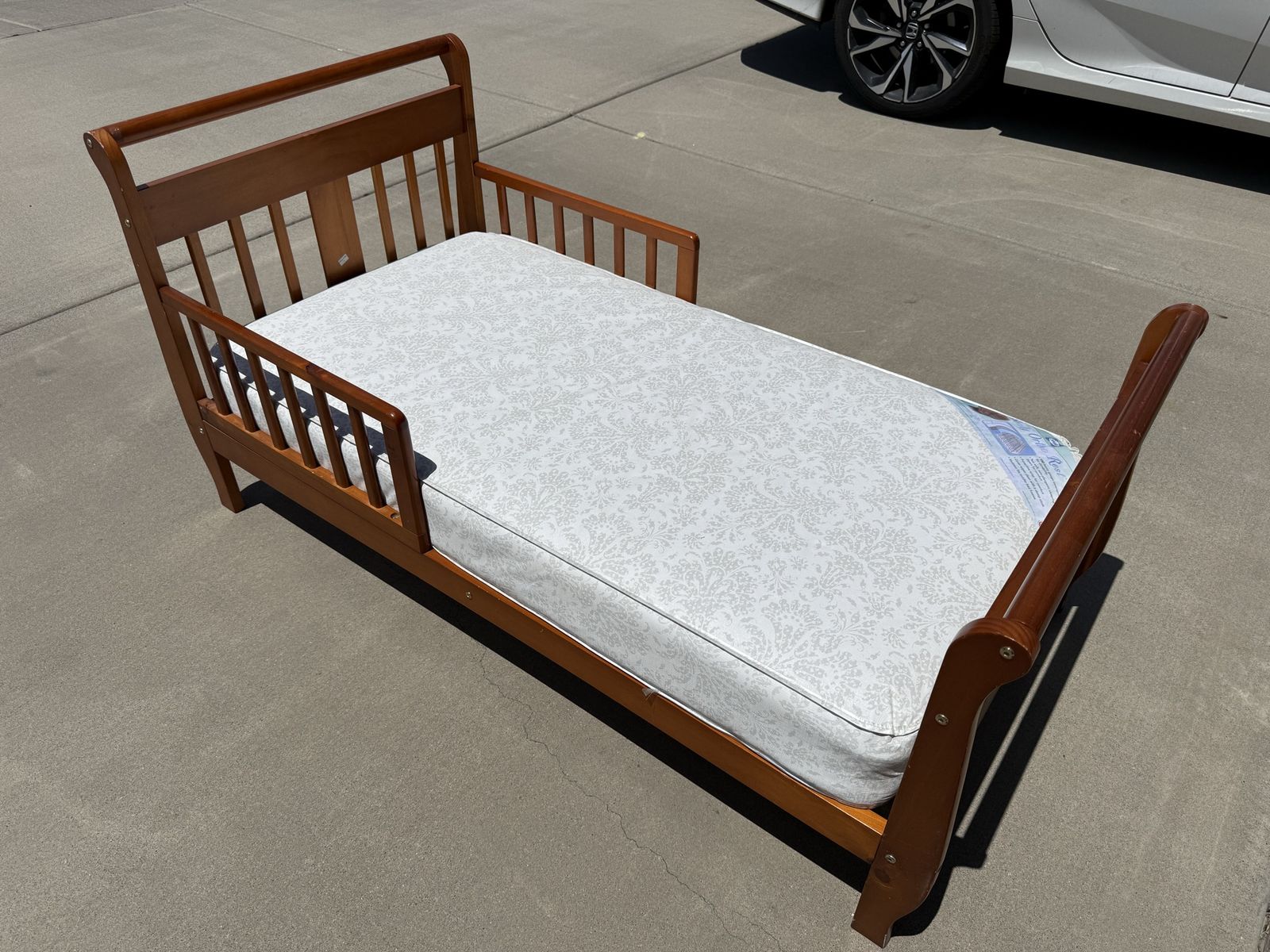Toddler / Children's Bed with Mattress - Beautiful Wood Finish
