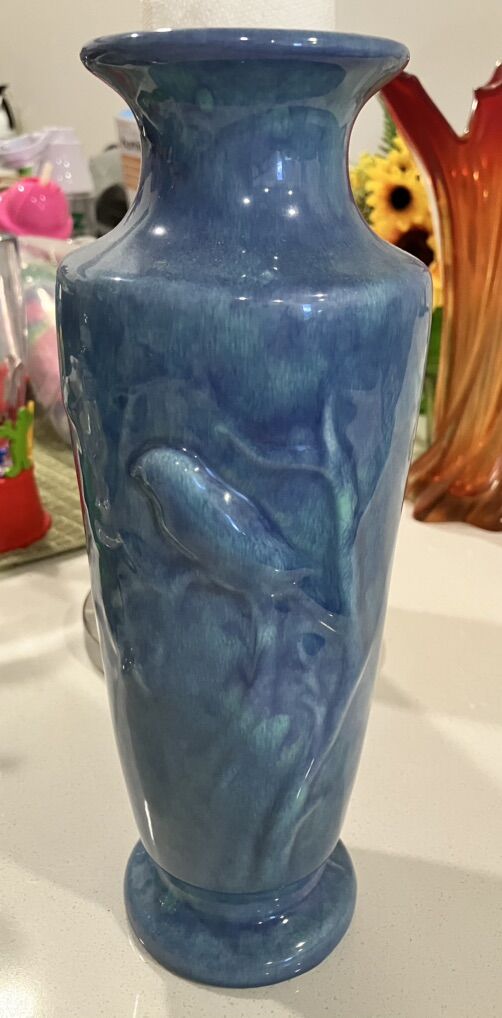 KTK California Blue Bird Pottery Vase #503