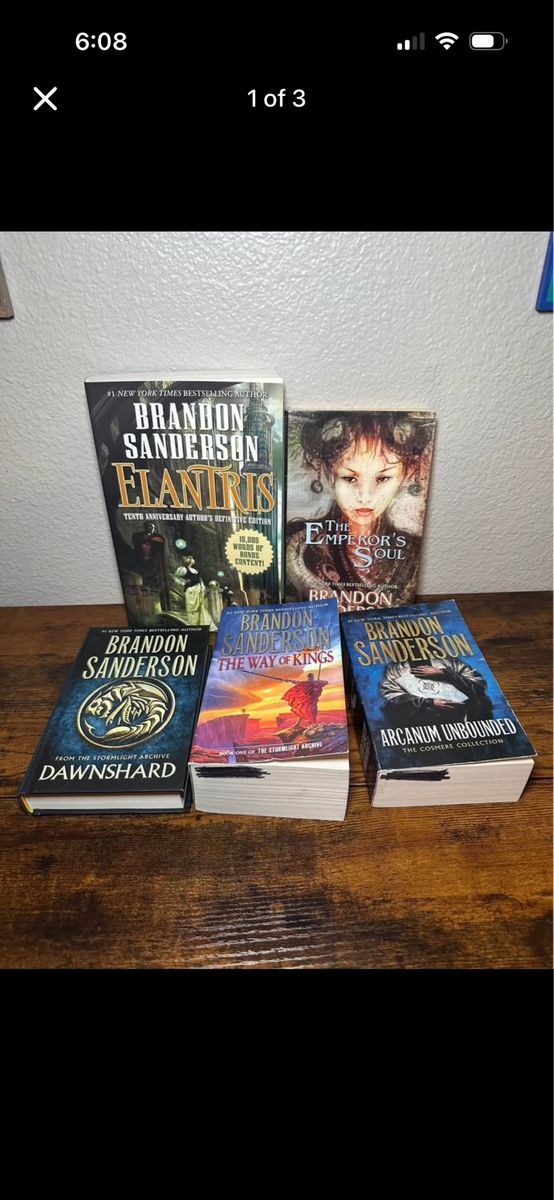 Brandon Sanderson Book Lot - Elantris, The Way of Kings, Dawnshard, Arcanum Unbounded, The Emperor's Soul