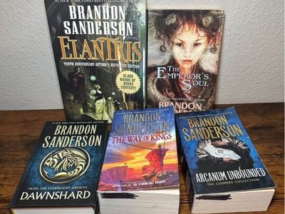 Brandon Sanderson Book Lot - Elantris, The Way of Kings, Dawnshard, Arcanum Unbounded, The Emperor's Soul