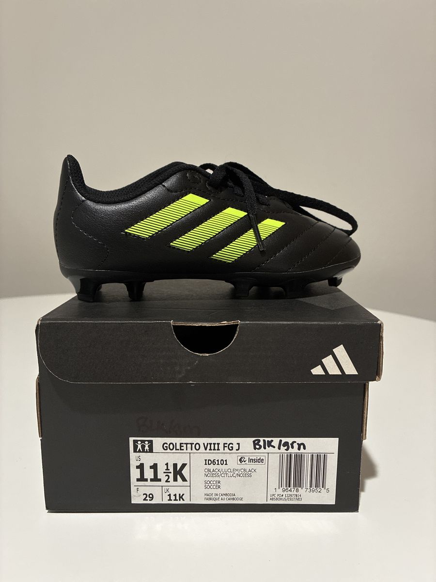 Adidas Goletto VIII FG J Kids Soccer Cleats Black Green Size 11.5K