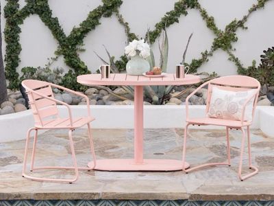Christopher Knight Home Matte Coral Weather-Resistant 2 Arm Chairs & Oval Table Set