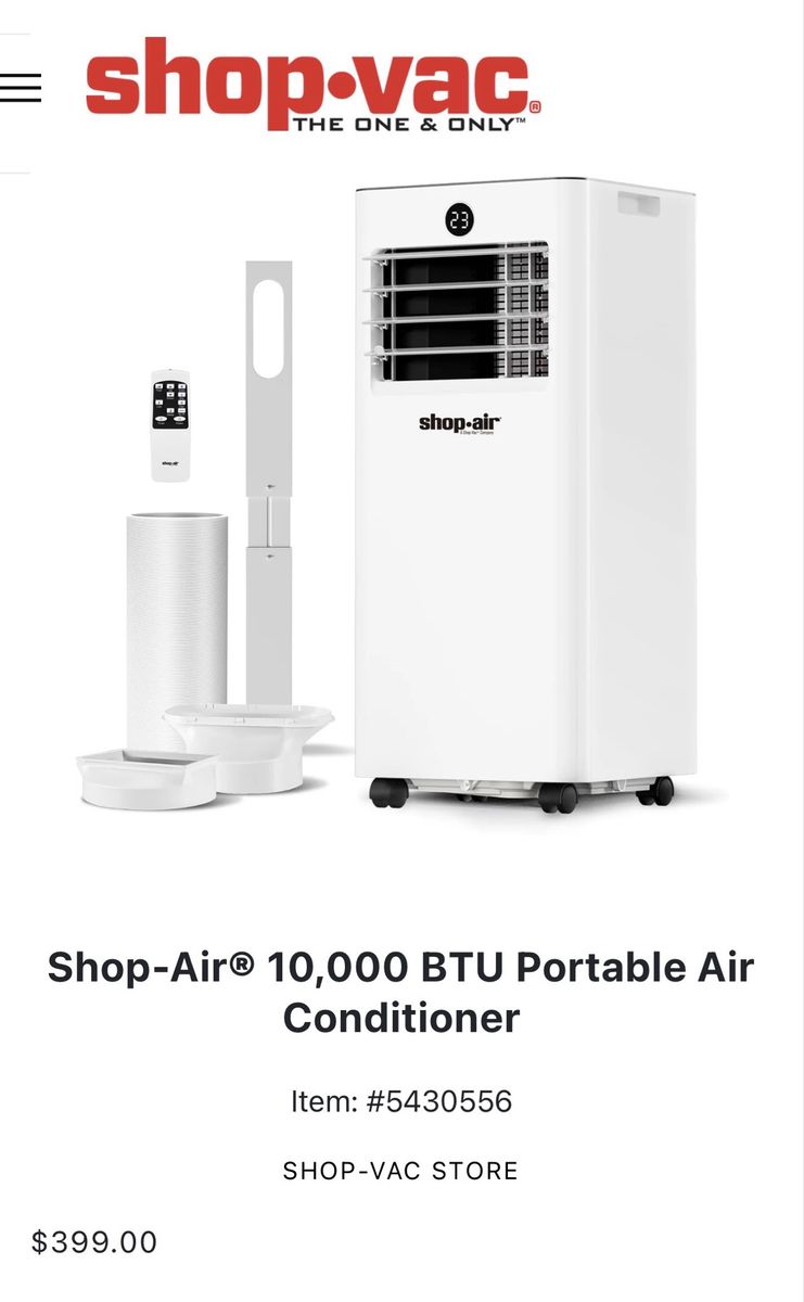 SHOP•AIR Portable Air Conditioner 10,000 BTU