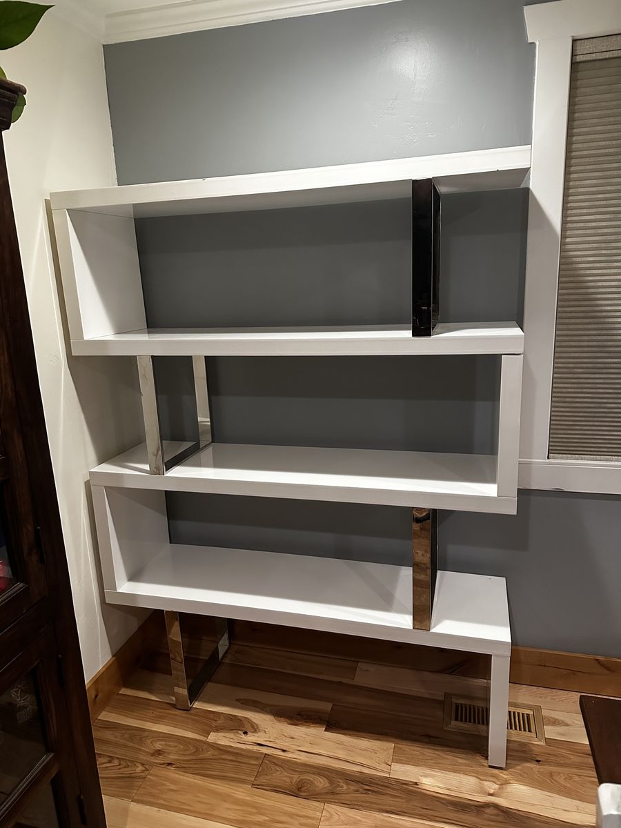 White Lacquer Geometric Bookcase