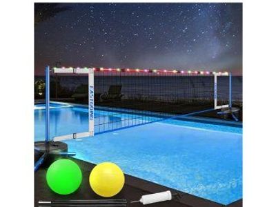New in Box! Volleyball Pool Net Set w/Lights &Base