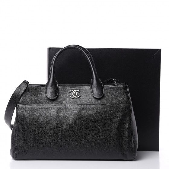 Designer CHANEL Caviar Cerf Executive Shopper Tote in Black