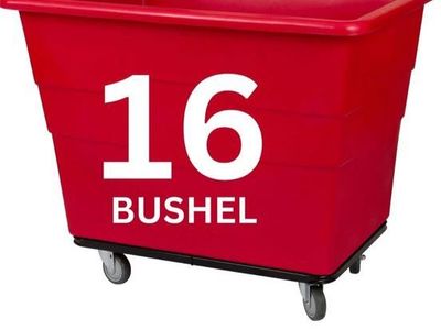 16 Bushel Heavy-Duty Rolling Utility Cart - 1,000 lb Capacity, Poly Box, Steel Base, Casters, Red