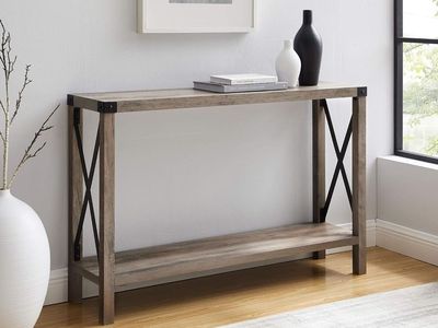 Walker Edison Sedalia Modern Farmhouse Metal X Entry Table, 46 Inch, Grey