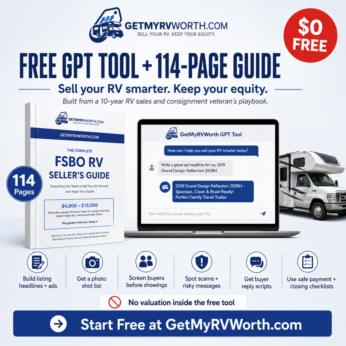 Class A, Class B, Class C, Travel Trailer, Fifth Wheel RVs For Sale | Free RV Seller Guide + GPT Tool