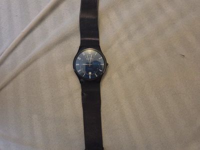 Skagen Denmark Men's Black Titanium Mesh Watch T233XLTMN