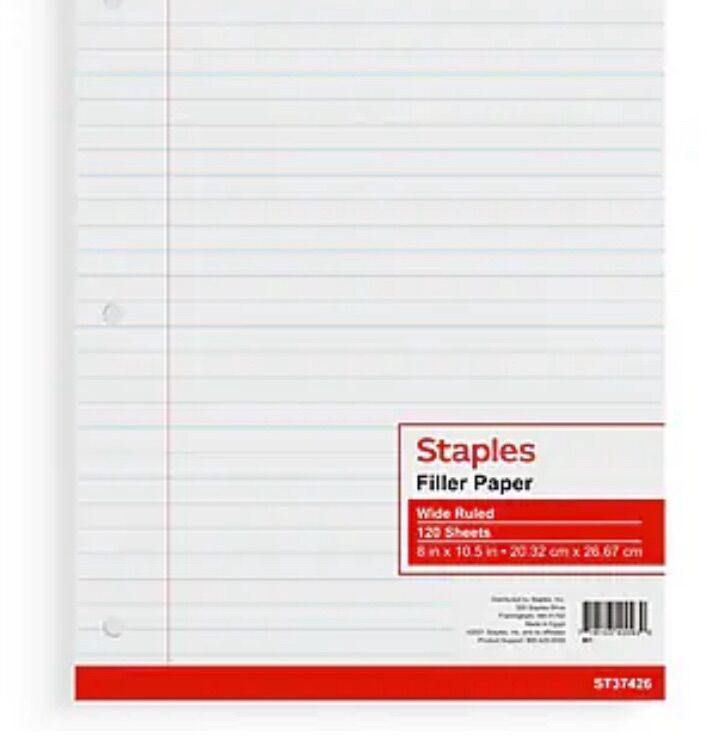 13 Packs Wide Ruled Filler Paper, 8Oin x 10.5in