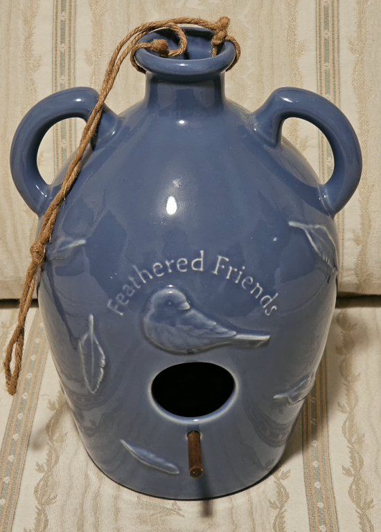 Bird Nester 10"Tall 7" Wide Glazed Pottery