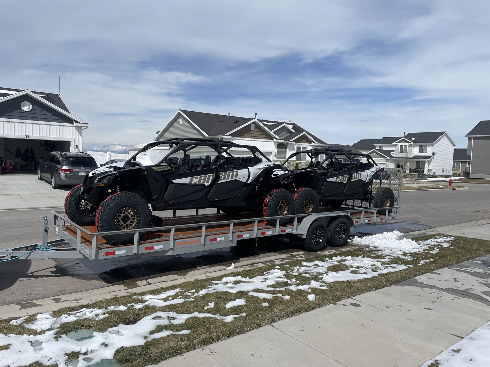 Pair of 2023 Can Am Maverick X3 RS Turbo RR w/ trailer.