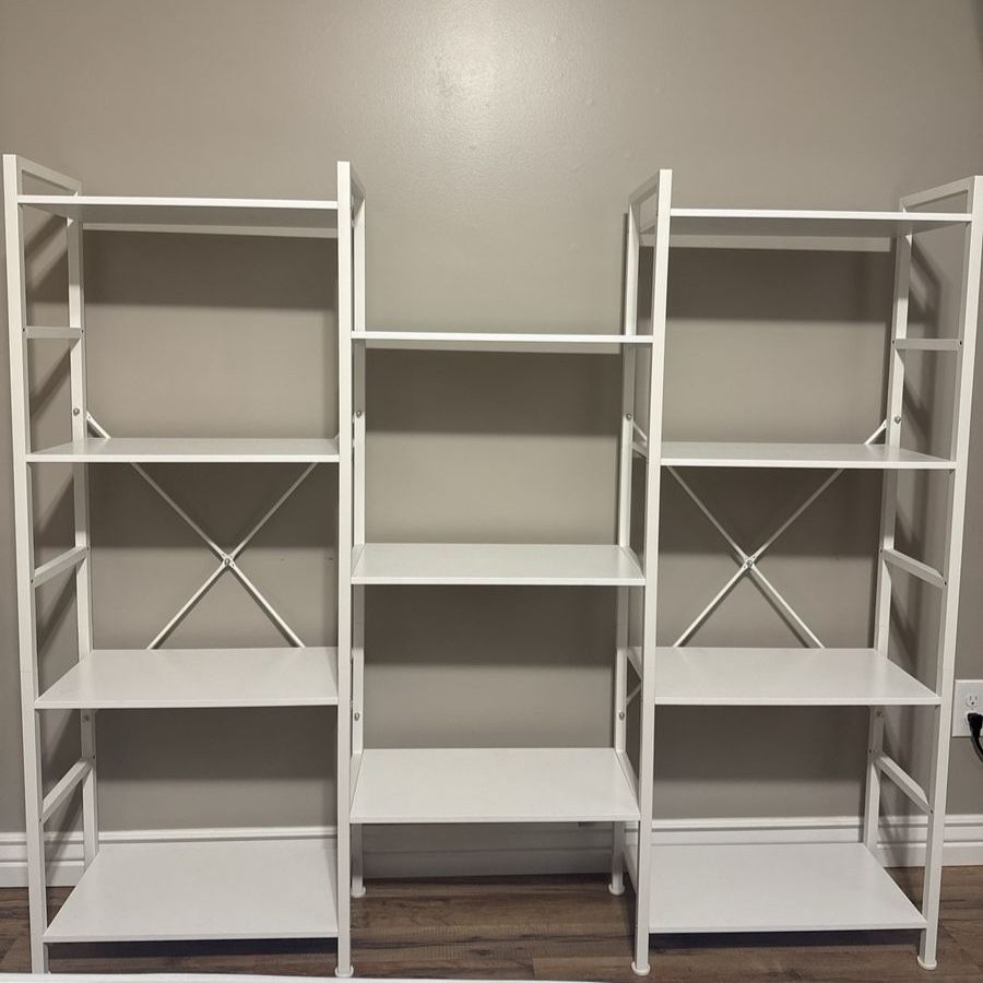 White Shelf Bookshelf Bookcase with 11 Open Display Shelves