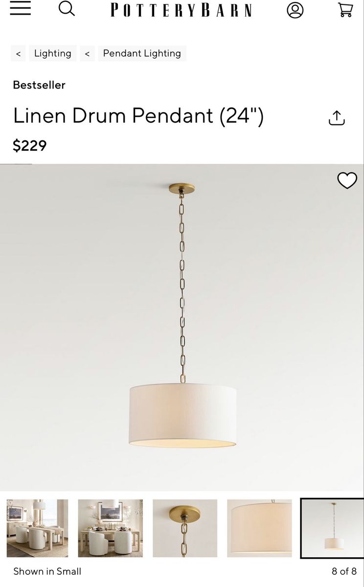 New Big Hanging Light 25x19", Ivory -