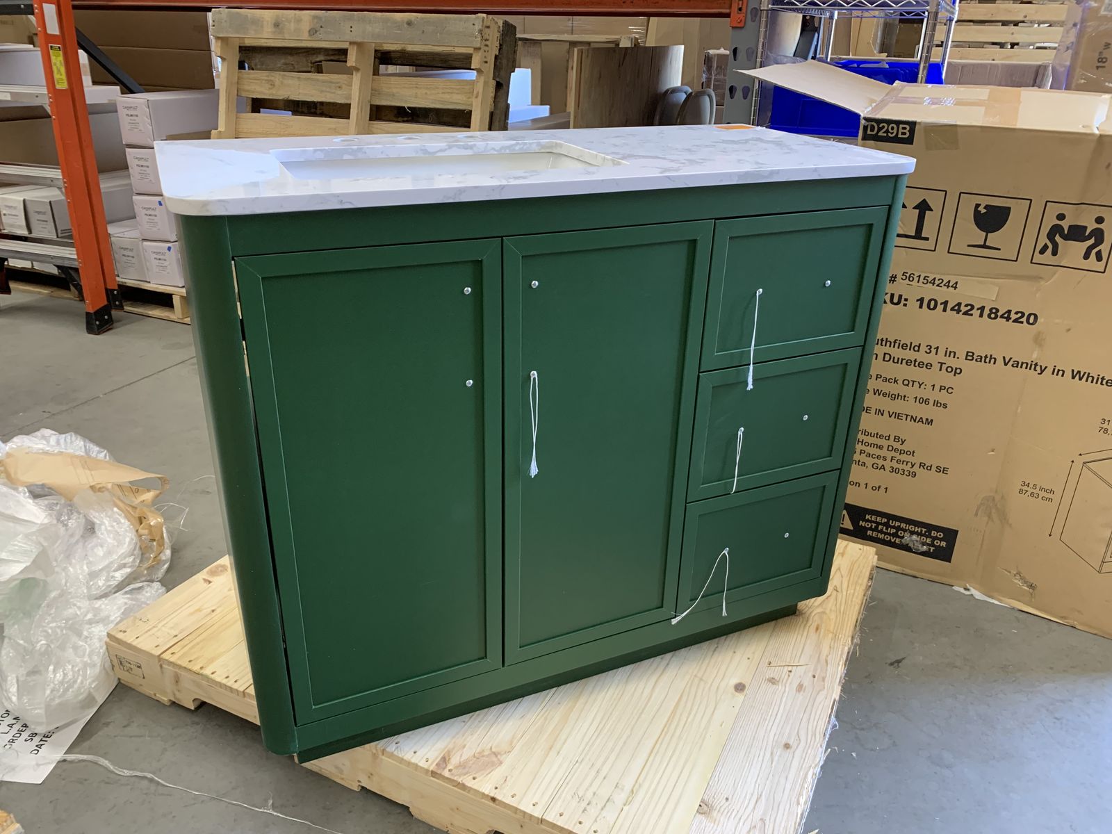 Home Decorators Collection Tamsin 42in. Single Sink Freestanding Forest Green Bath Vanity