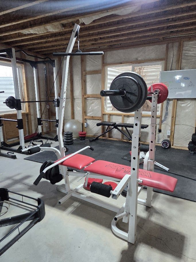 Weider Bench Press Gym + about 100lbs in weights.