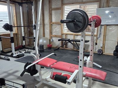 Weider Bench Press Gym + about 100lbs in weights.
